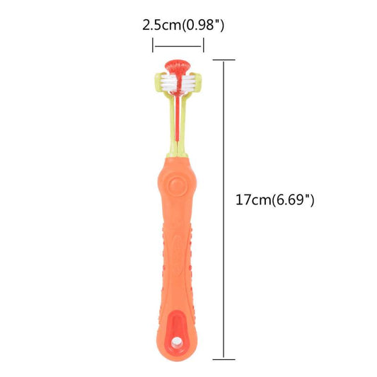 Pet Dog 3-Sided Toothbrush Bad Breath Tartar Teeth Care Dog Cat Cleaning
