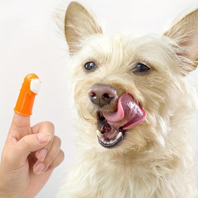 4 Pack Pet Finger Toothbrush Soft Silicone Bristles