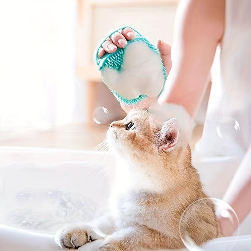 Dog Cat Bath Brush Comb Pet Cleaning Tool Comb Brush Shampoo Dispenser
