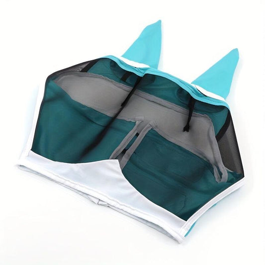 Adjustable Horse Fly Mask With Ears Breathable Durable Stretch Protection