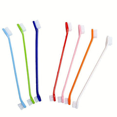7pcs Double Headed Dog Toothbrushes Long Handled Pet Teeth Cleaning Tool