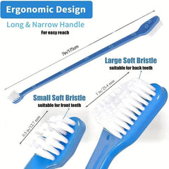 Triple Head Dog Toothbrush Set - 360 Degree Cleaning - Double Head Design