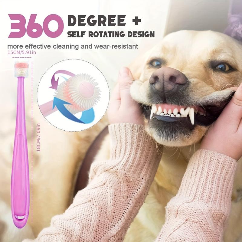 Triple Head Dog Toothbrush Set - 360 Degree Cleaning - Double Head Design