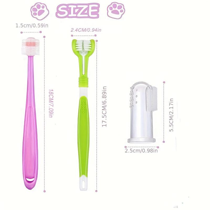 Triple Head Dog Toothbrush Set - 360 Degree Cleaning - Double Head Design