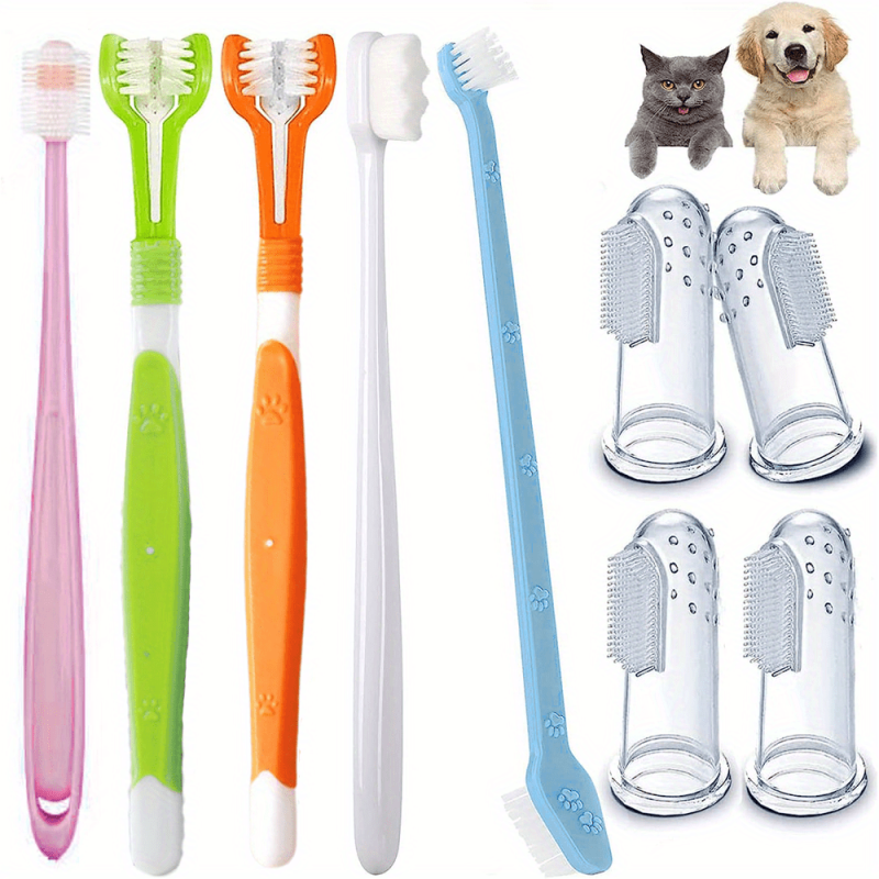 Triple Head Dog Toothbrush Set - 360 Degree Cleaning - Double Head Design