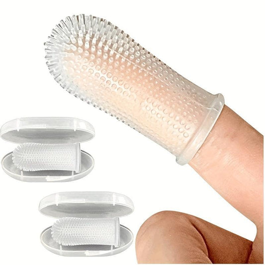 Pet Finger Toothbrush Dogs Cats Soft Bristle Teeth Cleaning Brush