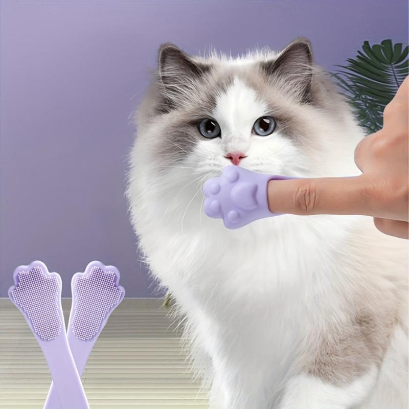 1pc 3pcs Paw Shaped Pet Toothbrush - Soft Silicone Dog Dental Cleaning Brush