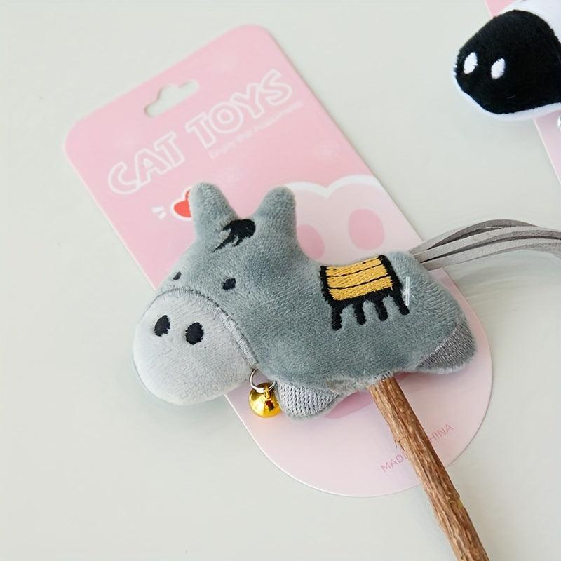 Wooden Cat Teaser Stick Toy - Interactive Kitten Play