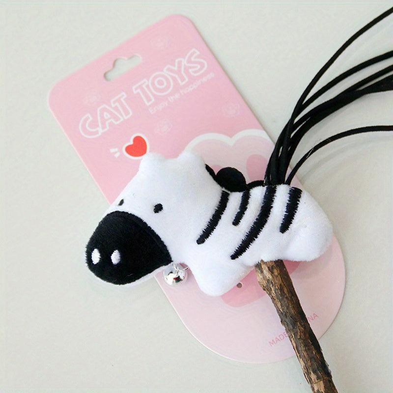 Wooden Cat Teaser Stick Toy - Interactive Kitten Play