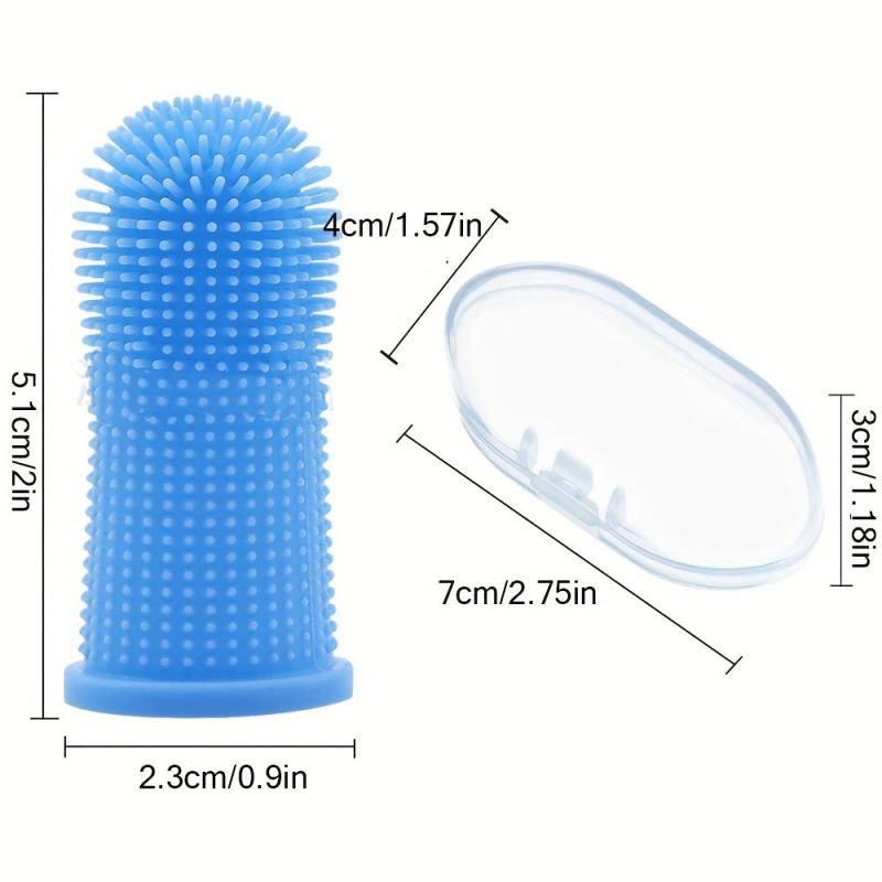 2pcs Silicone Fingertip Pet Toothbrush For Dog & Cat