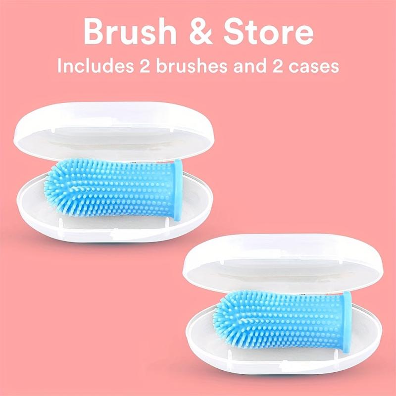 2pcs Silicone Fingertip Pet Toothbrush For Dog & Cat