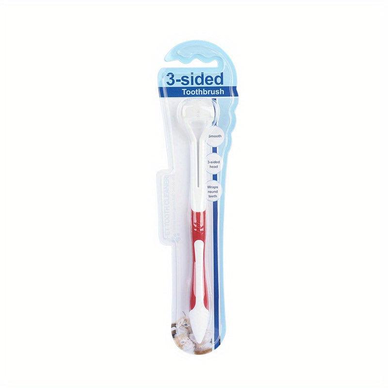 3-Sided Pet Toothbrush for Dogs & Cats - Oral Cleaning Brush