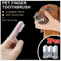 Pet Finger Toothbrush 3 Pack Dogs Cats Teeth Cleaning Supplies