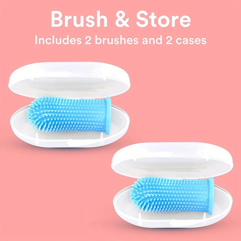 2pcs Dog Finger Toothbrush with Storage Box - Dog Teeth Cleaning Brush