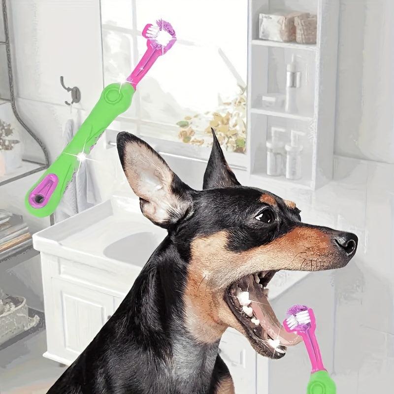 Three Headed Dog Toothbrush Soft Bristle Pet Teeth Cleaning Brush