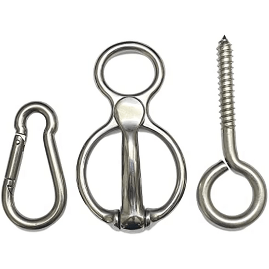 Safe Horse Tie Ring w/ Quick Release & Eye Bolt, Prevents Pulling Back