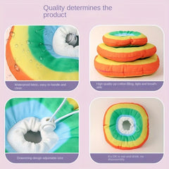Rainbow Waterproof Cat Cone Collar Anti Bite Wound Healing Protective Collar