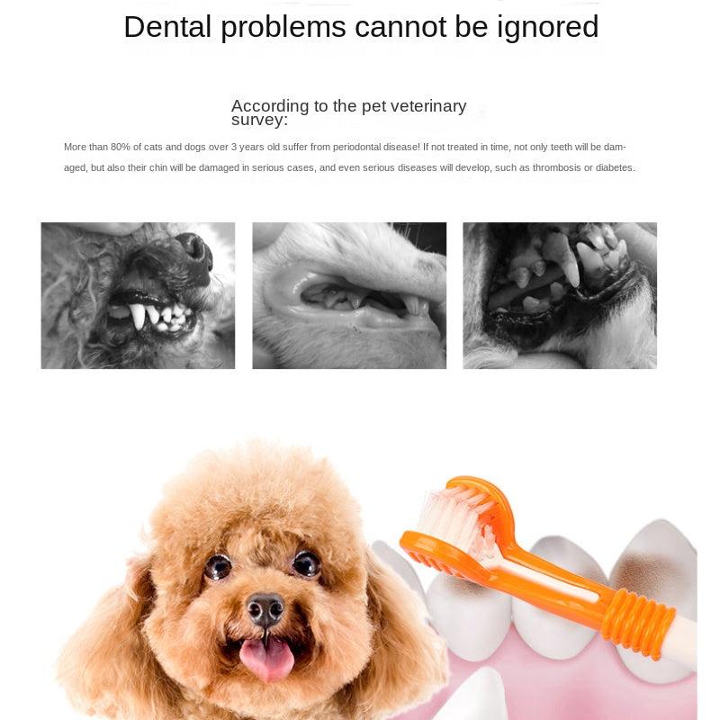 Pet Teeth Cleaning Kit with Double-Headed Brush & Toothpaste
