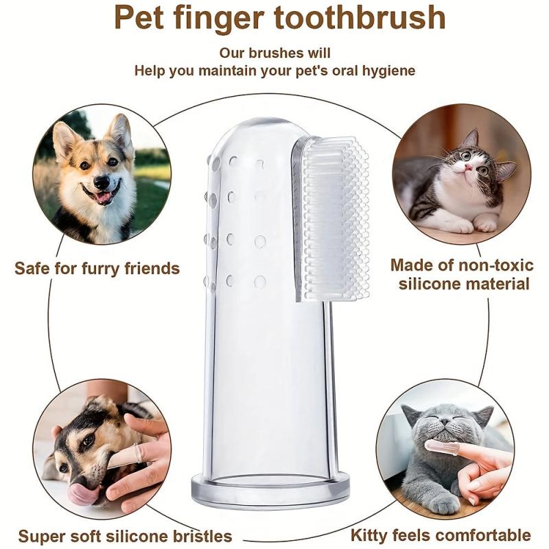 10pcs Pet Finger Cover Toothbrushes for Cats and Dogs