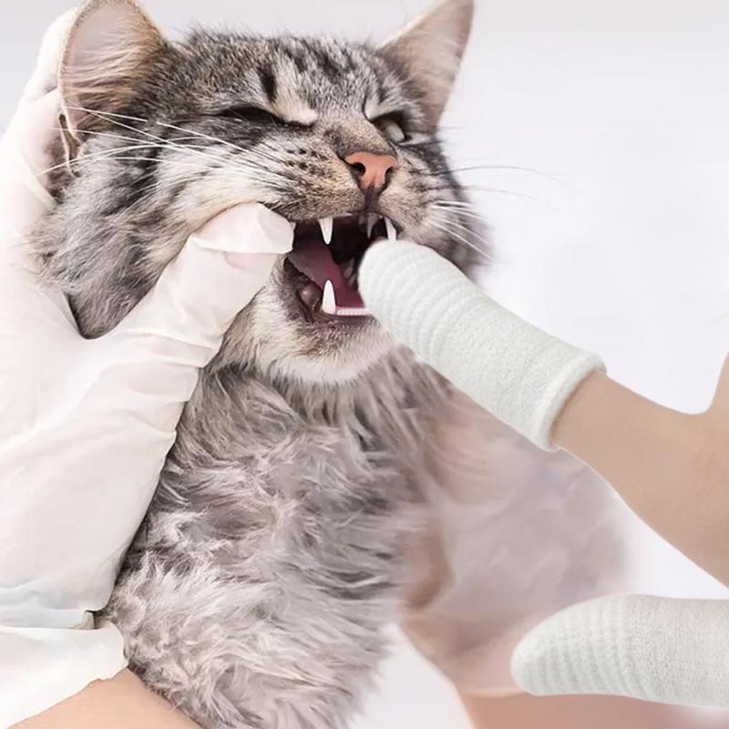 Two Finger Brushing Finger Cots Pets Care Accessories