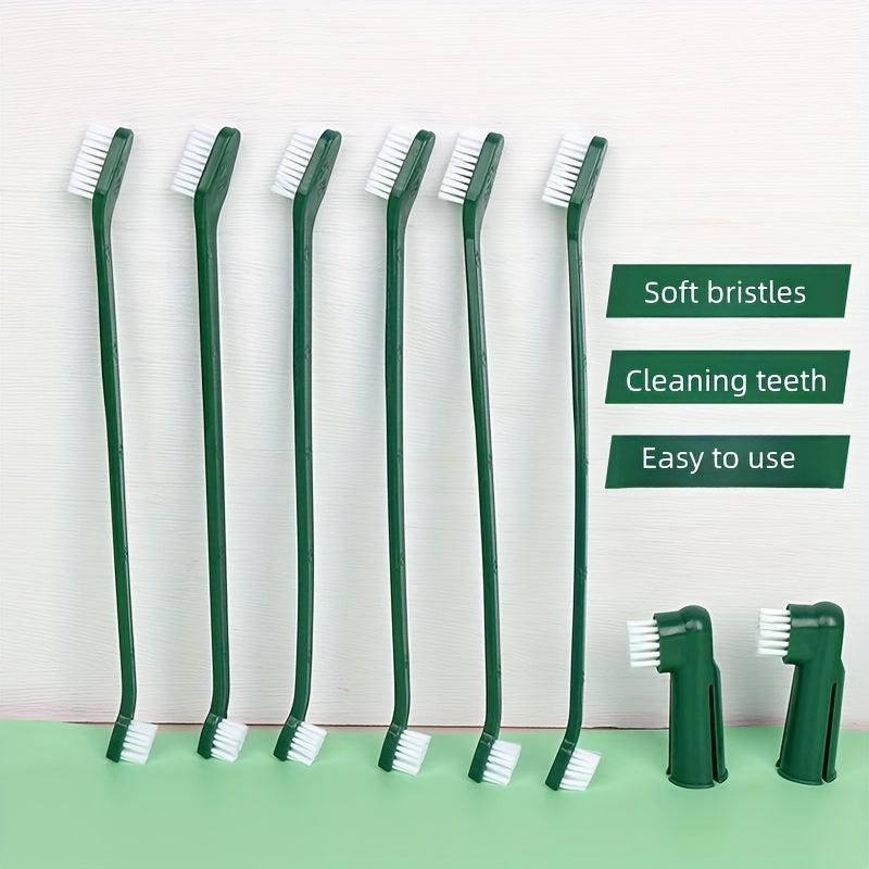8pcs Double Headed Dog Toothbrush Set for Oral Cleaning