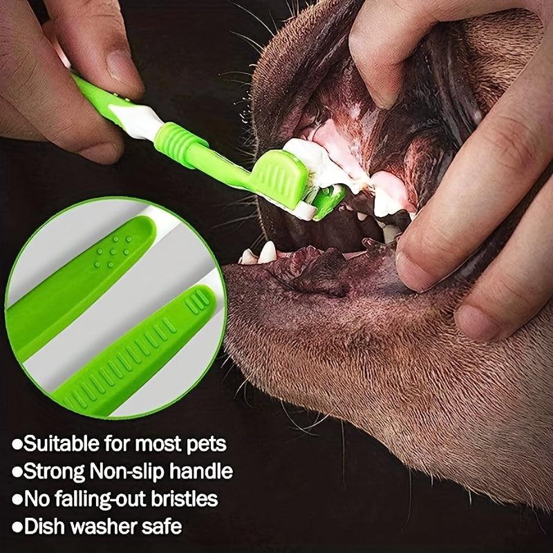 Triple Head Dog Toothbrush for Teeth Care 3PCS