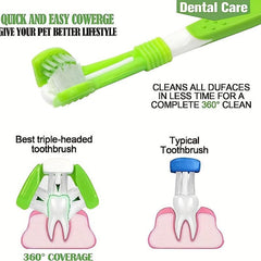 Triple Head Dog Toothbrush for Teeth Care 3PCS