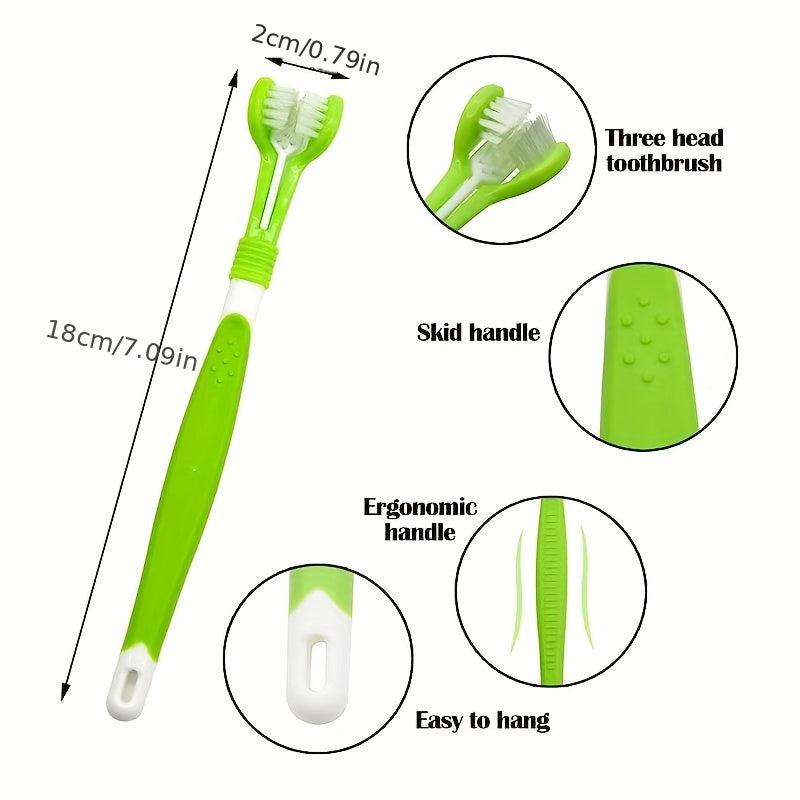Triple Head Dog Toothbrush for Teeth Care 3PCS