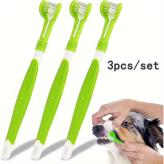 Triple Head Dog Toothbrush for Teeth Care 3PCS