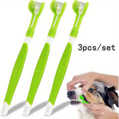 Triple Head Dog Toothbrush for Teeth Care 3PCS