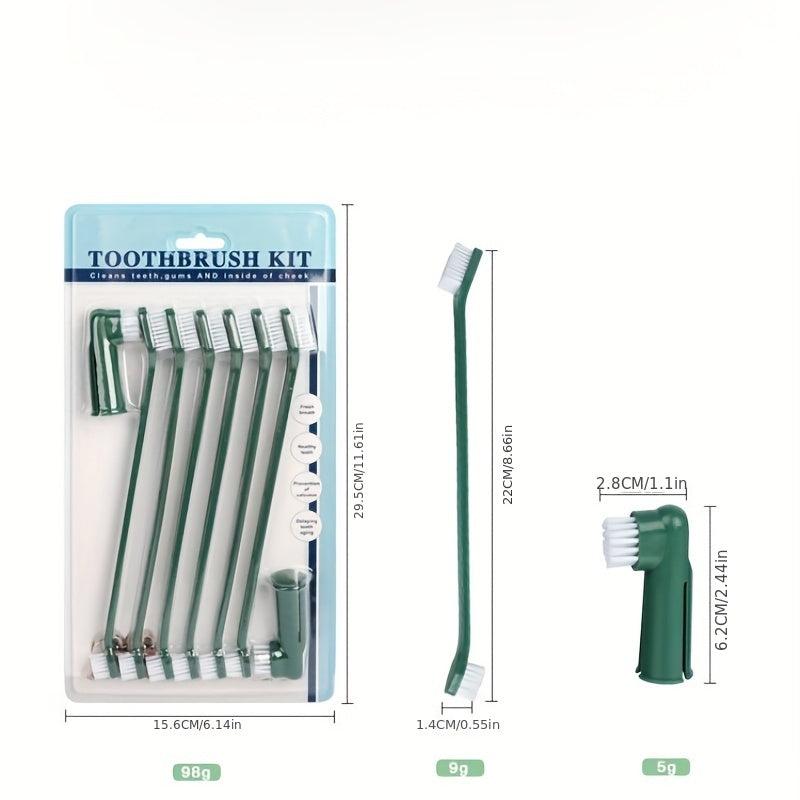 8pcs Pet Toothbrush Set for Oral Cleaning Cat & Dog Finger Toothbrush