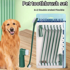 8pcs Pet Toothbrush Set for Oral Cleaning Cat & Dog Finger Toothbrush