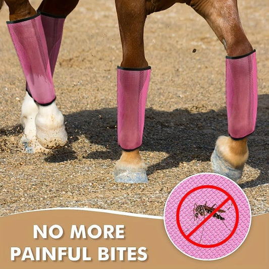 4pcs Mesh Fly Boots for Horse Non Slip Horse Fly Leg Wraps
