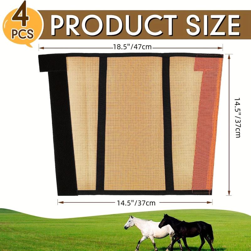4pcs Mesh Fly Boots for Horse Non Slip Horse Fly Leg Wraps
