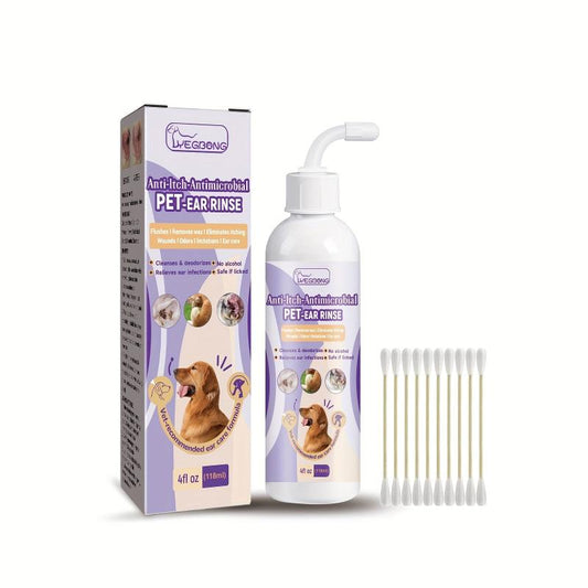 Pet Ear Cleaning Solution - Odor Relief - With 10pcs