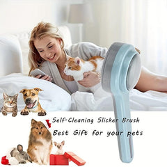 Self Cleaning Cat Grooming Brush for Dogs and Cats - Massages and Detangles