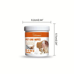 60pcs Pet Ear Cleaning Wipes Dog Ear Mite Removal Odor Proof Cleaning Pads