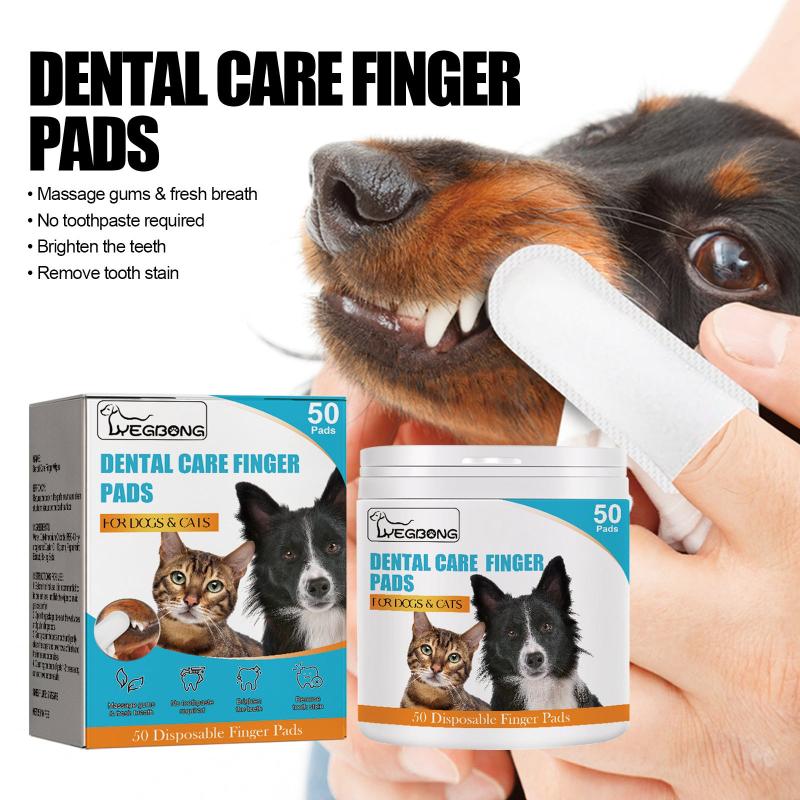 50pcs Pet Toothbrush Finger Cover Dog Dental Wipes