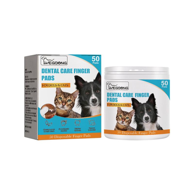 50pcs Pet Toothbrush Finger Cover Dog Dental Wipes