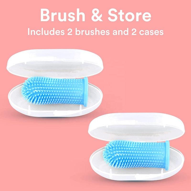 Pet Finger Toothbrushes (6pcs) in Storage Box, Soft Silicone Dog Teeth Cleaning