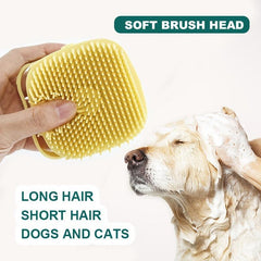 Pet Shampoo Brush Silicone Massage Bath Comb With Shampoo Storage