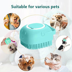 Pet Shampoo Brush Silicone Massage Bath Comb With Shampoo Storage