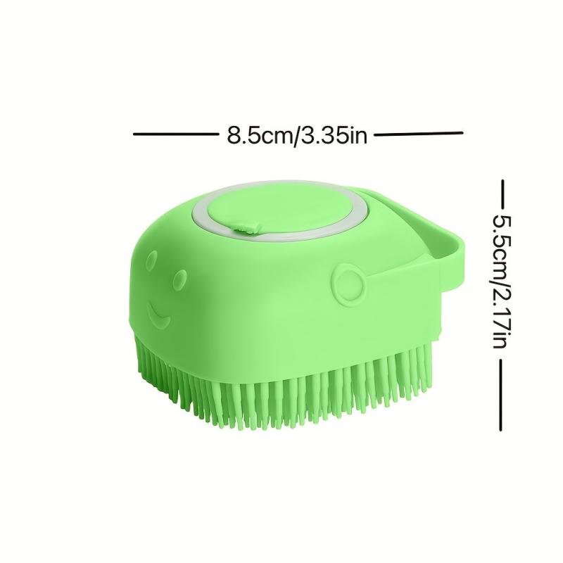Pet Shampoo Brush Silicone Massage Bath Comb With Shampoo Storage