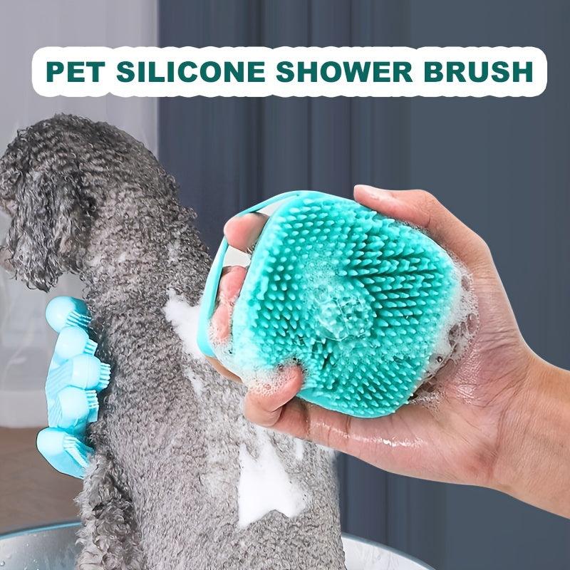 Pet Shampoo Brush Silicone Massage Bath Comb With Shampoo Storage