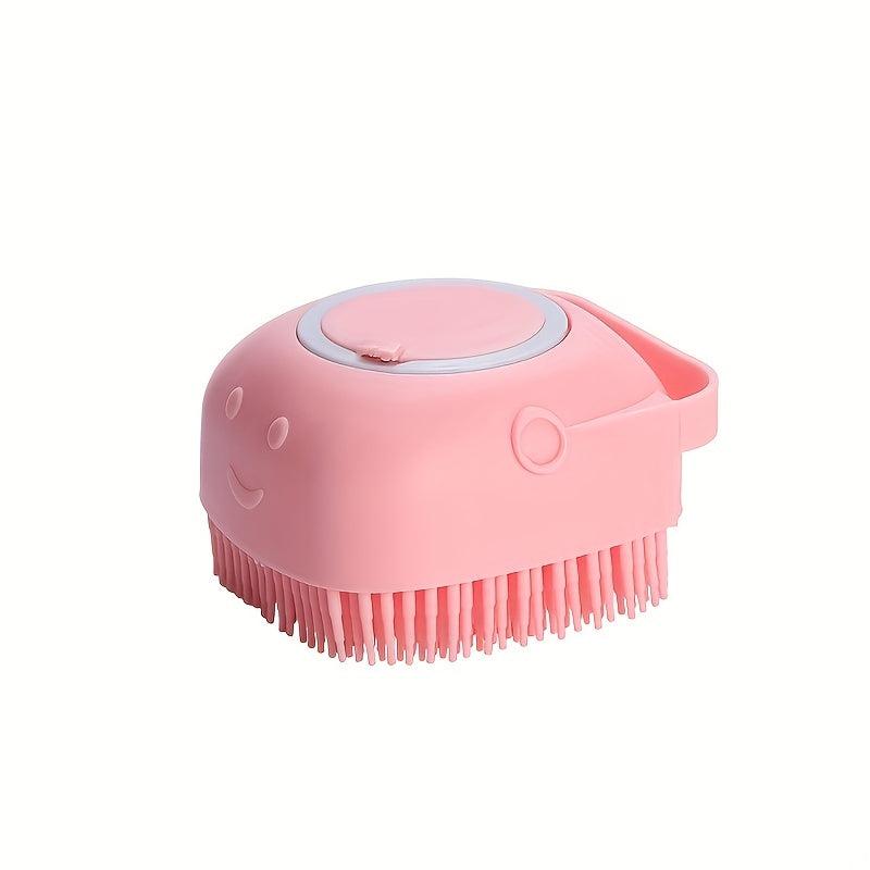 Pet Shampoo Brush Silicone Massage Bath Comb With Shampoo Storage
