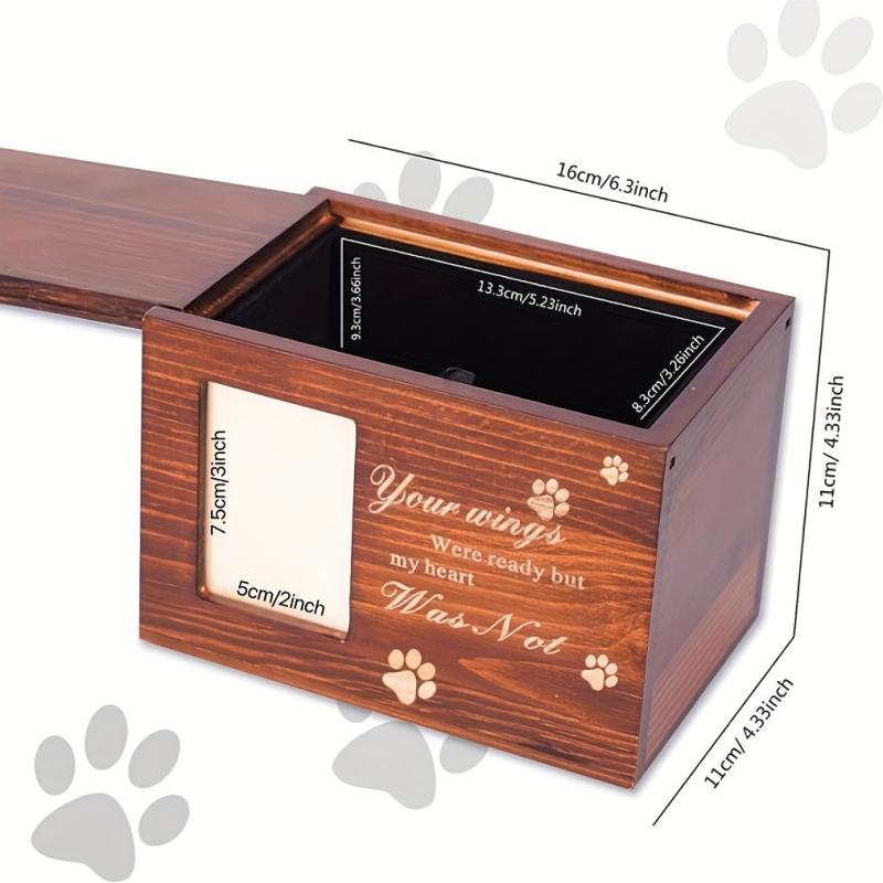 Pet Memorial Photo Frame Urn Wooden Keepsake Cat Dog Memory Box