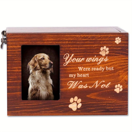 Pet Memorial Photo Frame Urn Wooden Keepsake Cat Dog Memory Box