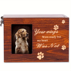 Pet Memorial Photo Frame Urn Wooden Keepsake Cat Dog Memory Box