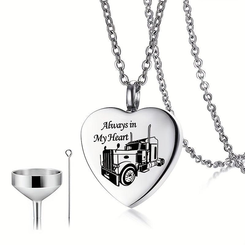 Pet Memorial Heart Urn Necklace with Paw Print for Ashes