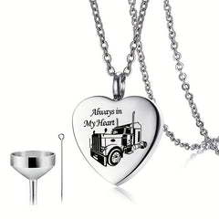 Pet Memorial Heart Urn Necklace with Paw Print for Ashes